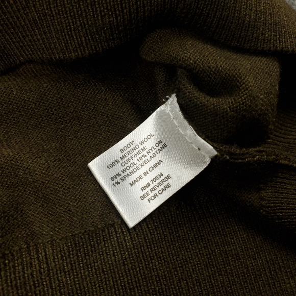 Orvis Merino Wool Sweater Mens Small Quarter Zip Pullover Mock Neck Olive Green - Picture 6 of 8